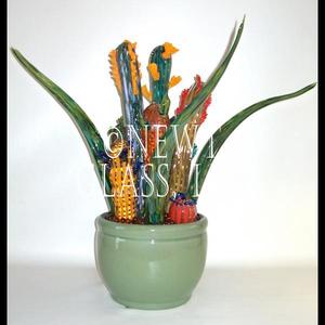 Green pot
 Multi colored arrangement