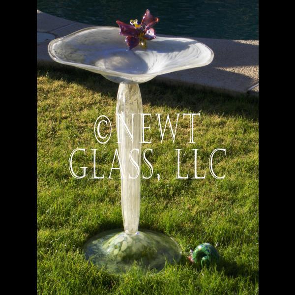 Birdbath with butterfly and snail
 