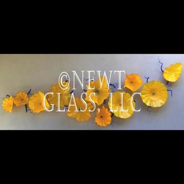California Wall art blown glass yellow flowers